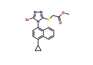 Metilo 2-((5-bromo-4-(4-ciklopropilnaphthalen-1-yl)-4H-1,2,4-triazol-3-yl)tio)acetatas CAS 878671-99-9